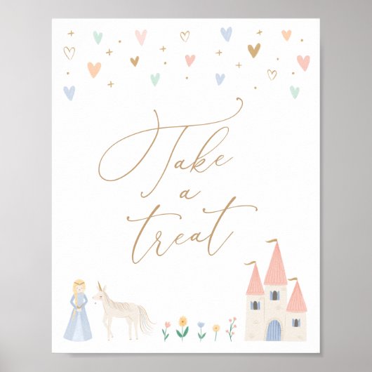 プリンセス誕生日パーティーおごりテーブルのサインを取る ポスター (正面)