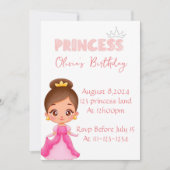 プリンセス誕生日パーティーのガールズ招待 招待状 (正面)