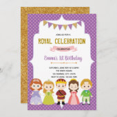 プリンセス誕生日パーティーの招待カード 招待状 (正面/裏面)