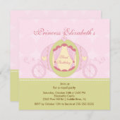 プリンセス誕生日パーティーの招待キュートキャリッジ 招待状 (正面/裏面)