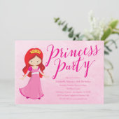 プリンセス誕生日パーティーの招待状 – Redhead/Pink 招待状 (スタンド正面)