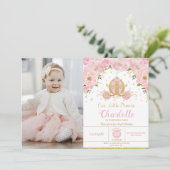 プリンセス誕生日パーティーキャリッジピンクフローラ写真 招待状 (スタンド正面)