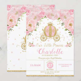 プリンセス誕生日パーティーキャリッジピンクフローラ 招待状
