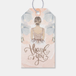 プリンセス誕生日パーティーサンキューベージュグリッター ギフトタグ