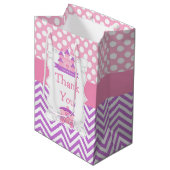 プリンセス誕生日パーティーピンクと紫ありがとう ミディアムペーパーバッグ (正面アングル)