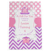 プリンセス誕生日パーティーピンクと紫ありがとう ミディアムペーパーバッグ (裏面)