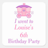 プリンセス誕生日パーティーピンクと紫 スクエアシール (正面)