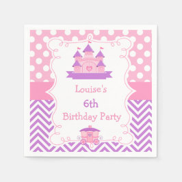 プリンセス誕生日パーティーピンクと紫 スタンダードカクテルナプキン