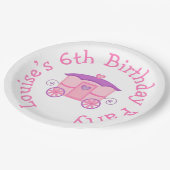 プリンセス誕生日パーティーピンクと紫 ペーパープレート (アングル)