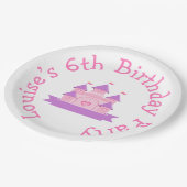 プリンセス誕生日パーティーピンクと紫 ペーパープレート (アングル)