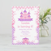 プリンセス誕生日パーティーピンクと紫 招待状 (スタンド正面)