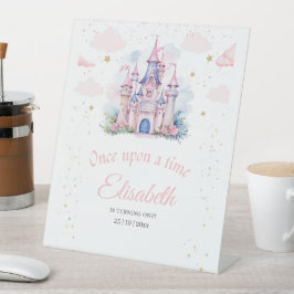 プリンセス誕生日パーティーフェアリーテールキャッスルピンクガール 台座サイン