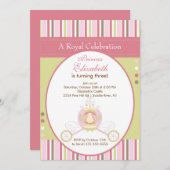 プリンセス誕生日パーティー招待状 エレガントな馬車 招待状 (正面/裏面)