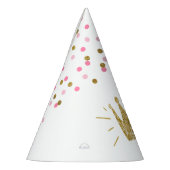 プリンセス誕生日パーティー紙ハットピンク金ゴールドクラウン パーティーハット (左)