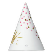 プリンセス誕生日パーティー紙ハットピンク金ゴールドクラウン パーティーハット (右)