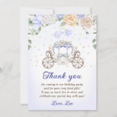 プリンセス誕生日パーティー馬車感謝カード 招待状 (正面)