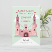 プリンセス誕生日パーティー、おとぎ話ピンク城 招待状 (スタンド正面)