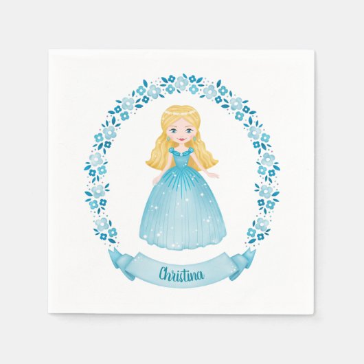 プリンセス誕生日パーティー スタンダードカクテルナプキン (正面)