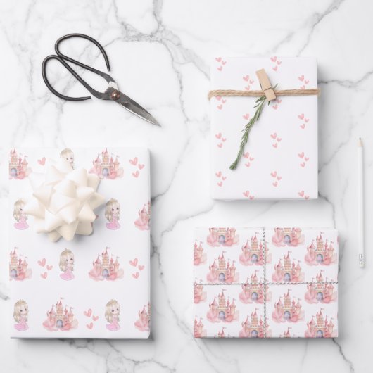 プリンセス誕生日パーティー ラッピングペーパーシート (正面)