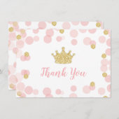 プリンセス誕生日ピンクと金ゴールドサンキューカード サンキューカード (正面/裏面)