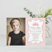 プリンセス誕生日ピンククラウンフォト招待状 招待状 (スタンド正面)