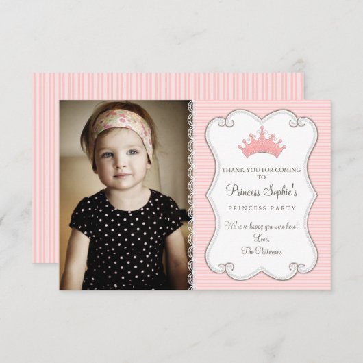 プリンセス誕生日フォトサンキューカード サンキューカード (正面/裏面)