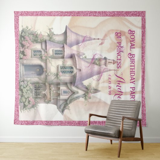 プリンセス誕生日フォトブース – フォトバックグラウンド タペストリー (インサイチュ(横))