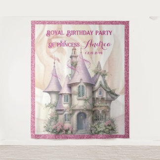 プリンセス誕生日フォトブース – フォトバックグラウンド タペストリー