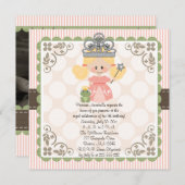 プリンセス誕生日フォト招待状ブロンド 招待状 (正面/裏面)