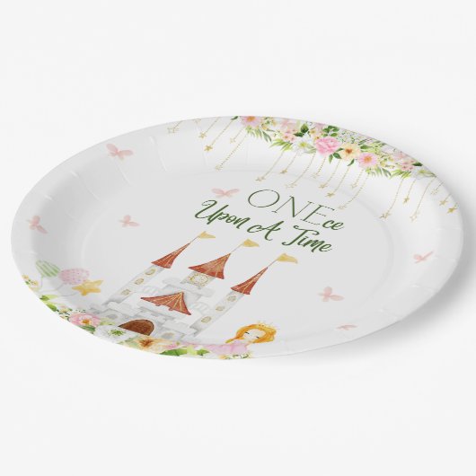 プリンセス誕生日プレート – 第1誕生日  ペーパープレート (アングル)