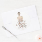 プリンセス誕生日ベージュグリッターありがとう ラウンドシール (封筒)