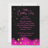 プリンセス誕生日ホットピンクグリッターハイヒール 招待状 (裏面)