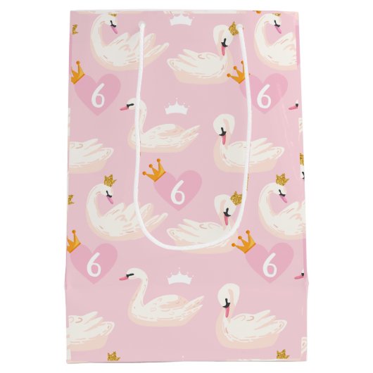 プリンセス誕生日会カスタム年齢 ミディアムペーパーバッグ (裏面)