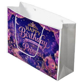 プリンセス誕生日会バルーン ラージペーパーバッグ