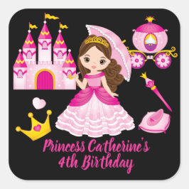 プリンセス誕生日小さな女の子パーソナライズされた名 スクエアシール