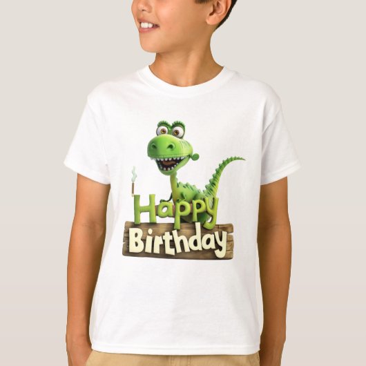 プリンセス誕生日恐竜 – かわいい恐竜パーティーサイン Tシャツ (正面)
