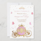 プリンセス誕生日招待プリンセスキャリッジ 招待状 (正面)