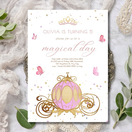 プリンセス誕生日招待プリンセスキャリッジ 招待状