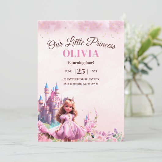 プリンセス誕生日招待状プリンセス城魔法 招待状 (スタンド正面)