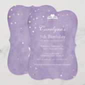 プリンセス誕生日招待状 パープルの妖精の粉 招待状 (正面/裏面)