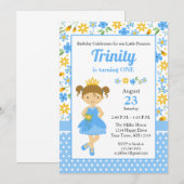 プリンセス誕生日招待状、プリンセスパーティー 招待状 (正面/裏面)