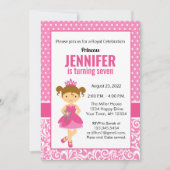 プリンセス誕生日招待状、プリンセスパーティーInvite 招待状 (正面)