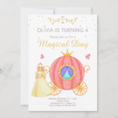 プリンセス誕生日招待状、リトルプリンセスガール 招待状 (正面)