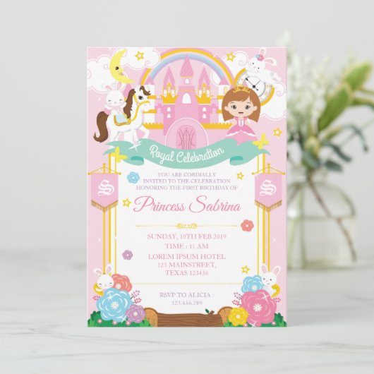 プリンセス誕生日招待状 招待状 (スタンド正面)