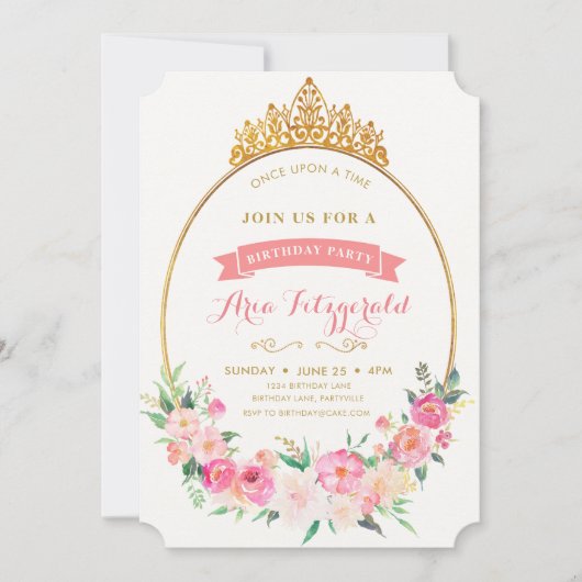 プリンセス誕生日招待状 招待状 (正面)