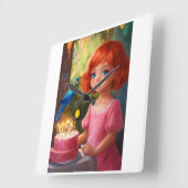 プリンセス誕生日魔法 スクエア壁時計 (傾斜)