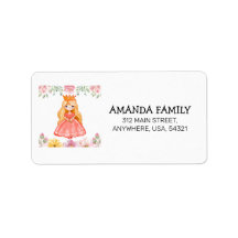 プリンセス誕生日3dガール招待状住所 シール