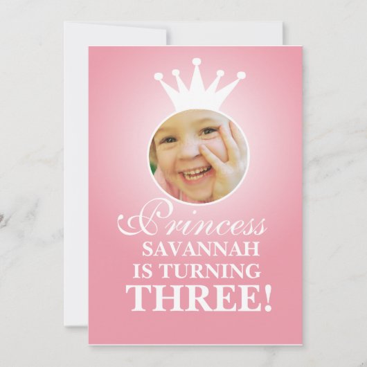 プリンセス誕生日 招待状 (正面)