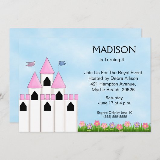 プリンセス誕生日/紅茶招待状 招待状 (正面/裏面)