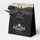 プリンセス誕生日-金ゴールドティアラクラウン フェイバーボックス (正面サイド)